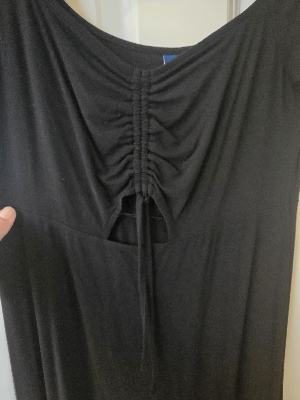 Old Navy Black Scoop Neck Maxi Dress with Short Sleeves - Picture 2 of 4